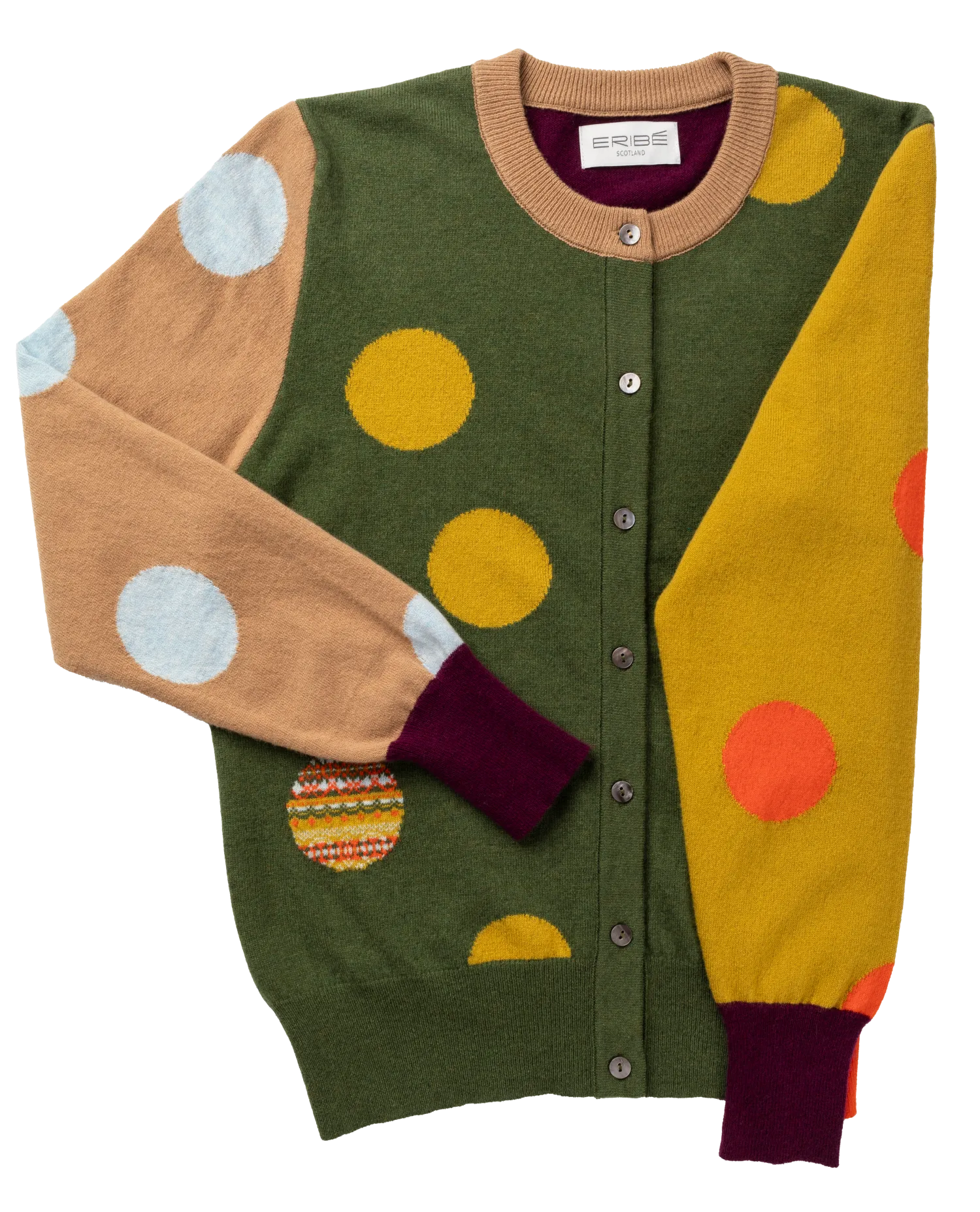 NEW Eribe Melrose Crew Cardigan - Olive Dot
