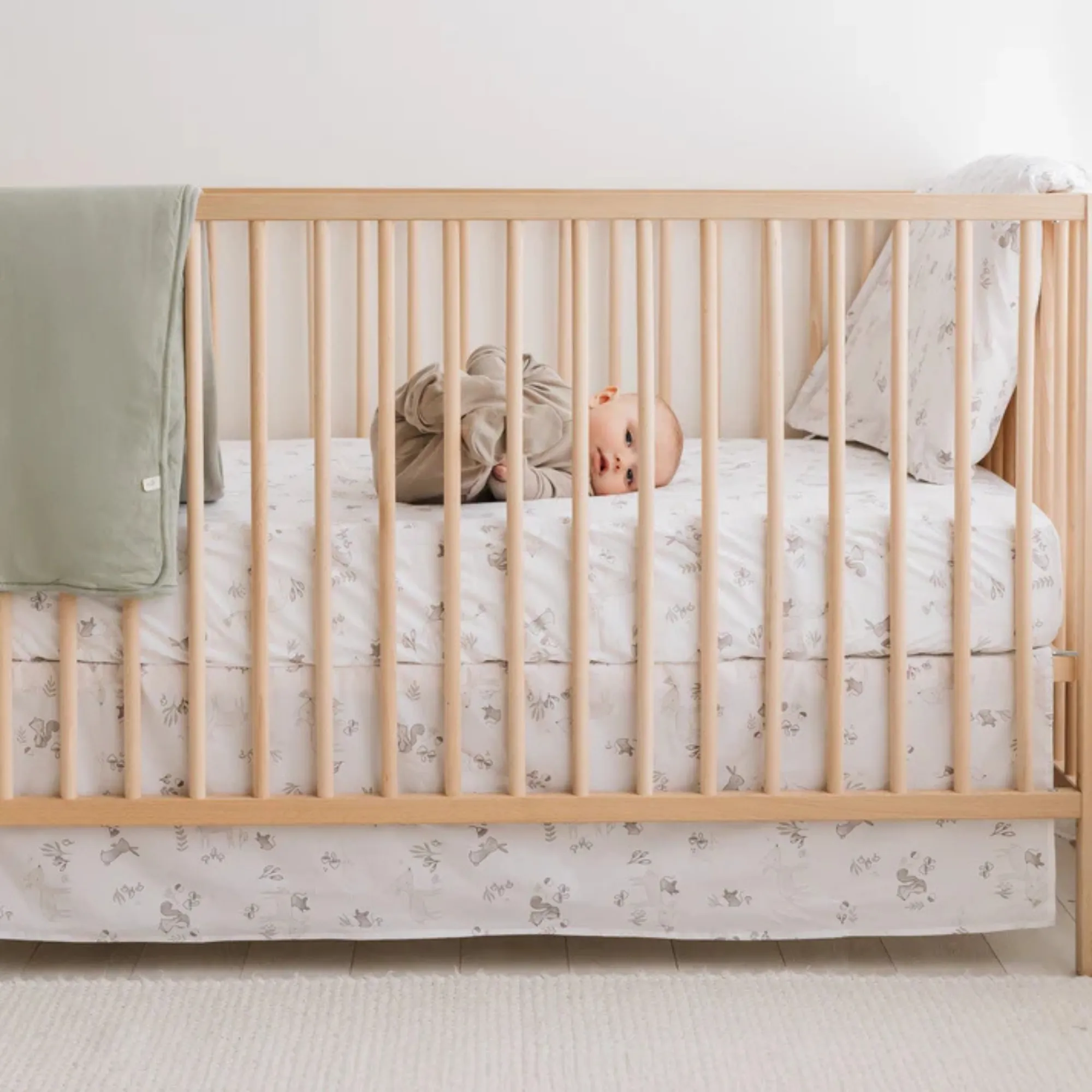 PERLIMPINPIN Crib Bed Skirt - Forest