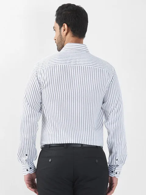 Raymond Men Black Stripe Contemporary Fit Cotton Wrinkle Free Formal Shirt