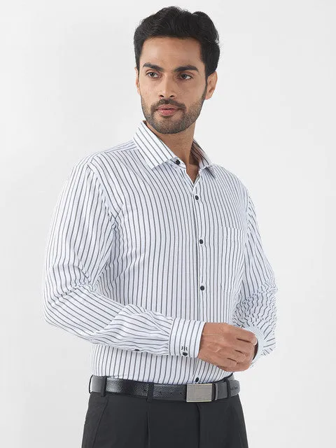 Raymond Men Black Stripe Contemporary Fit Cotton Wrinkle Free Formal Shirt