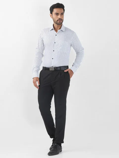 Raymond Men Black Stripe Contemporary Fit Cotton Wrinkle Free Formal Shirt