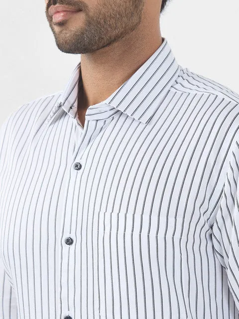 Raymond Men Black Stripe Contemporary Fit Cotton Wrinkle Free Formal Shirt