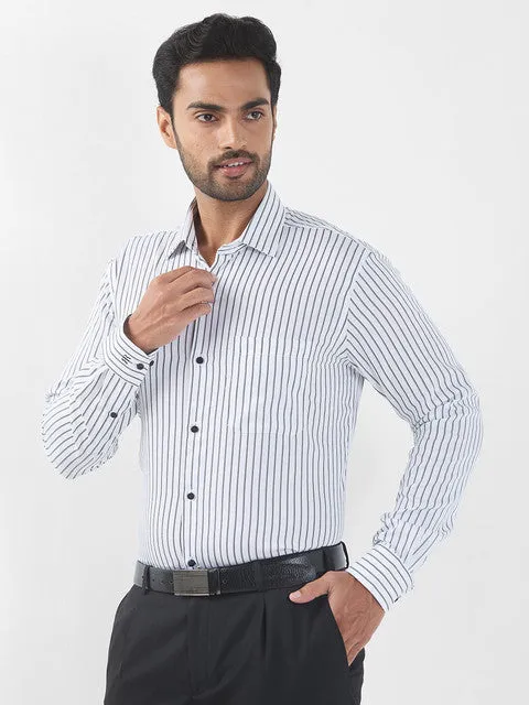 Raymond Men Black Stripe Contemporary Fit Cotton Wrinkle Free Formal Shirt