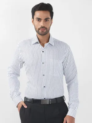 Raymond Men Black Stripe Contemporary Fit Cotton Wrinkle Free Formal Shirt