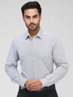 Raymond Men Black Stripe Slim Fit Cotton Blend Formal Shirts