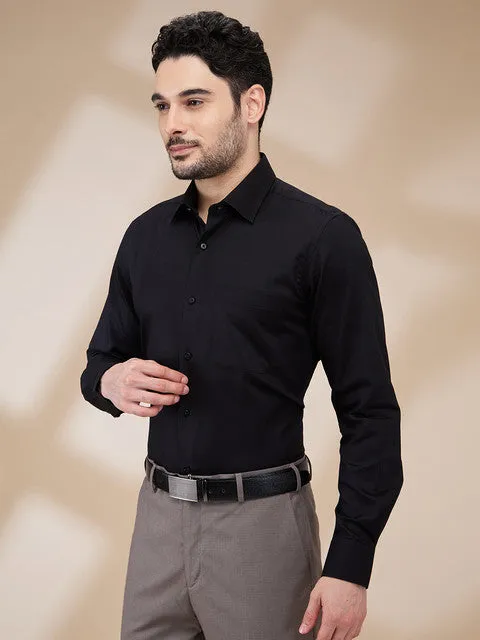Raymond Men Black Structured Regular Fit Cotton Stain Proff Formal Shirt