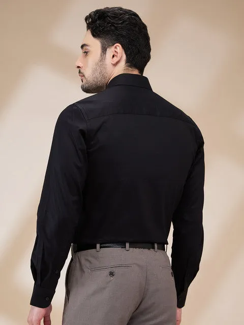 Raymond Men Black Structured Regular Fit Cotton Stain Proff Formal Shirt