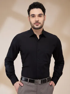 Raymond Men Black Structured Regular Fit Cotton Stain Proff Formal Shirt