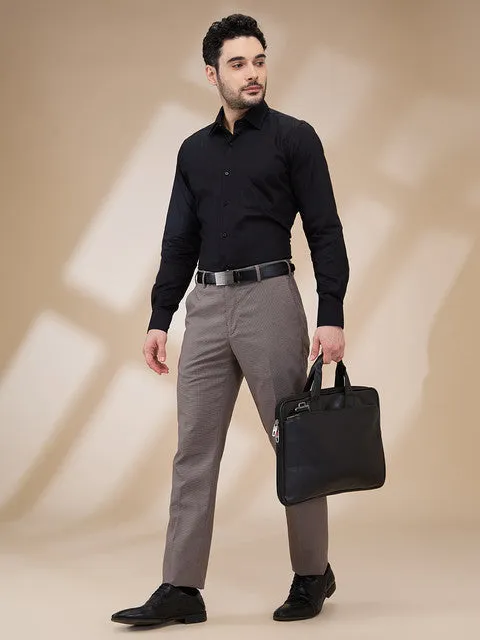 Raymond Men Black Structured Regular Fit Cotton Stain Proff Formal Shirt
