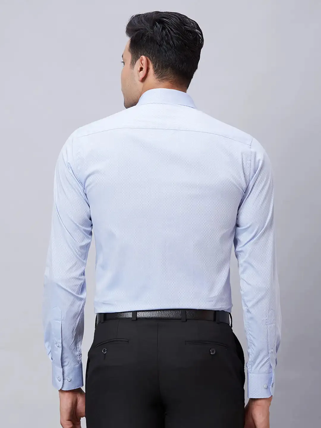 Raymond Men Blue Slim Fit Structure Cotton Shirt