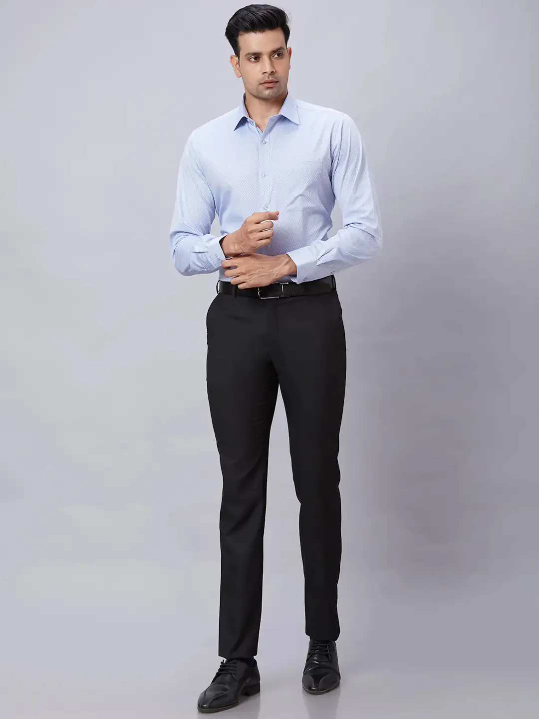 Raymond Men Blue Slim Fit Structure Cotton Shirt