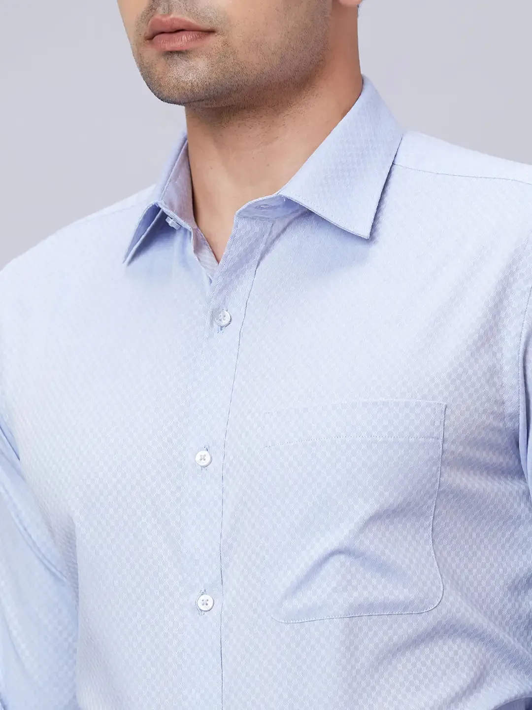 Raymond Men Blue Slim Fit Structure Cotton Shirt