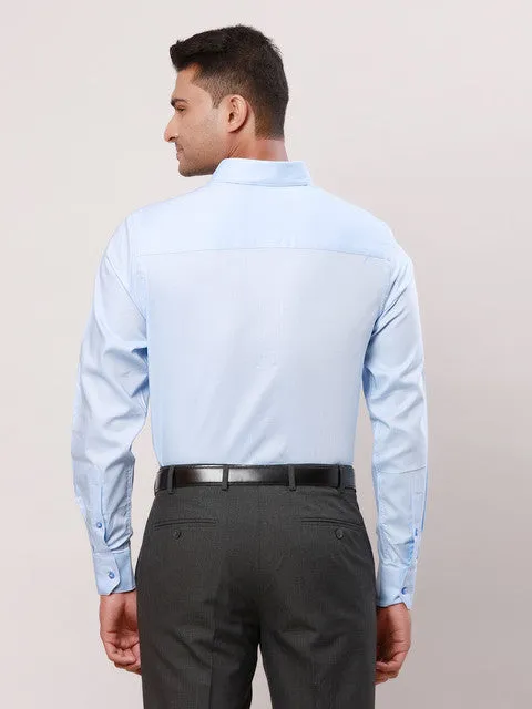 Raymond Men Blue Solid Contemporary Fit Cotton Formal Shirts