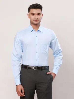 Raymond Men Blue Solid Contemporary Fit Cotton Formal Shirts