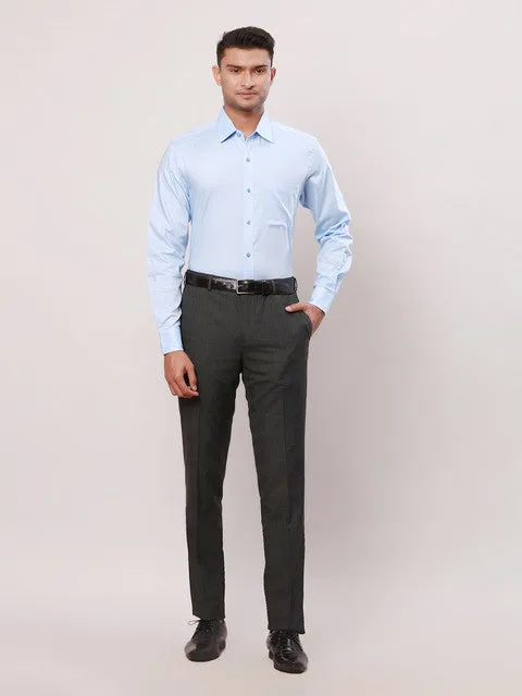 Raymond Men Blue Solid Contemporary Fit Cotton Formal Shirts