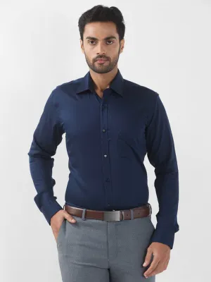 Raymond Men Blue Solid Contemporary Fit Cotton Wrinkle Free Formal Shirt