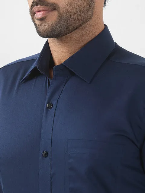 Raymond Men Blue Solid Contemporary Fit Cotton Wrinkle Free Formal Shirt