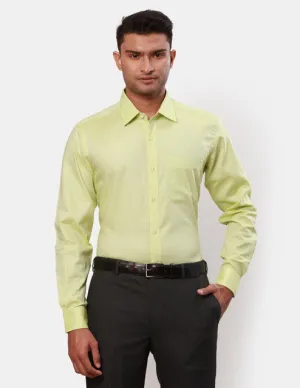 Raymond Men Green Solid Contemporary Fit Cotton Formal Shirts