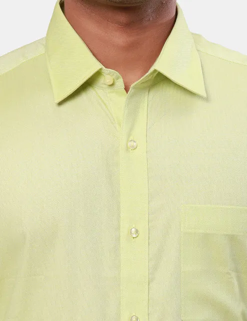 Raymond Men Green Solid Contemporary Fit Cotton Formal Shirts