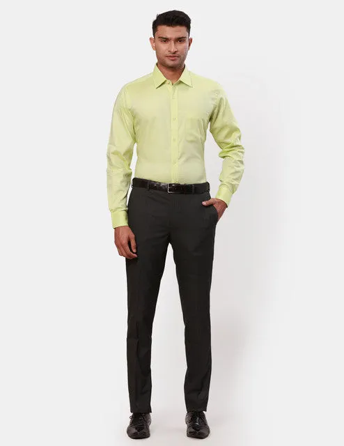 Raymond Men Green Solid Contemporary Fit Cotton Formal Shirts
