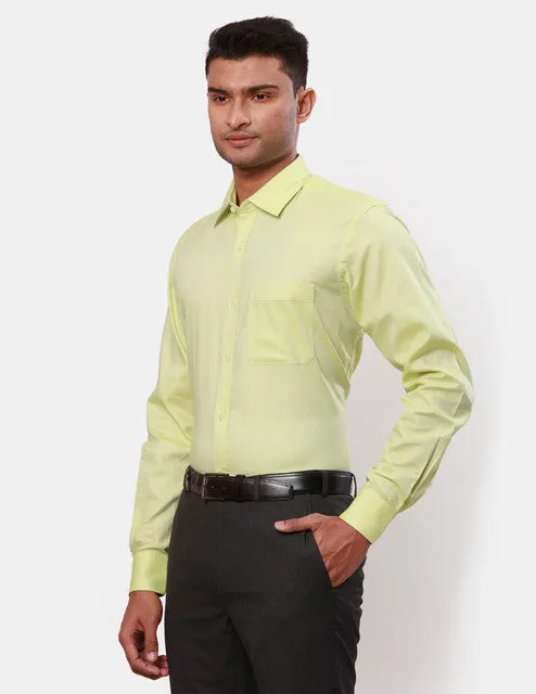 Raymond Men Green Solid Contemporary Fit Cotton Formal Shirts