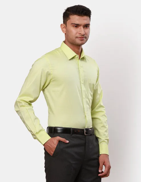 Raymond Men Green Solid Contemporary Fit Cotton Formal Shirts