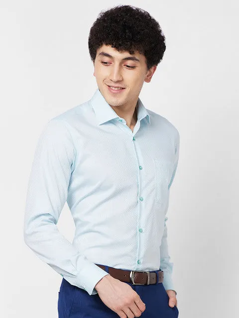 Raymond Men Green Solid Contemporary Fit Cotton Wrinkle Free Formal Shirt