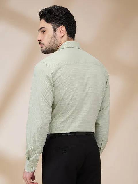 Raymond Men Green Structured Contemporary Fit Cotton Formal Shirts