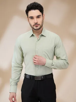 Raymond Men Green Structured Contemporary Fit Cotton Formal Shirts