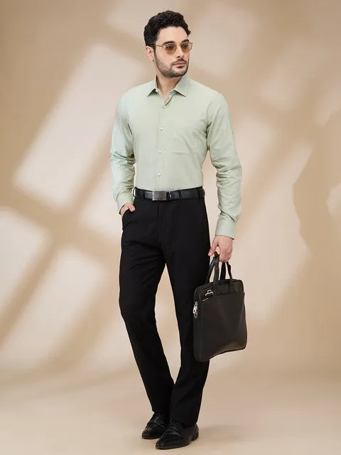 Raymond Men Green Structured Contemporary Fit Cotton Formal Shirts