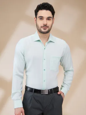 Raymond Men Green Structured Contemporary Fit Cotton Wrinkle Free Formal Shirt