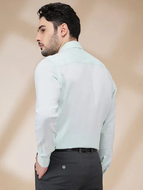 Raymond Men Green Structured Contemporary Fit Cotton Wrinkle Free Formal Shirt