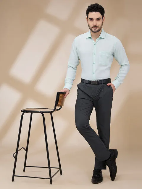 Raymond Men Green Structured Contemporary Fit Cotton Wrinkle Free Formal Shirt