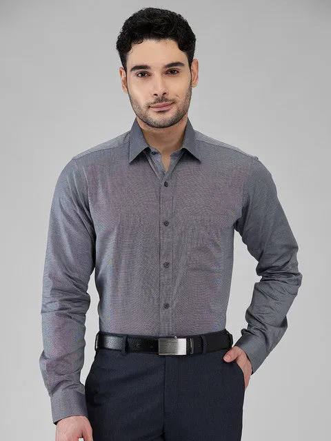 Raymond Men Grey Solid Slim Fit Cotton Formal Shirts