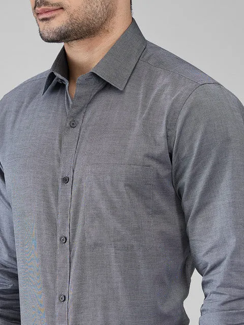 Raymond Men Grey Solid Slim Fit Cotton Formal Shirts