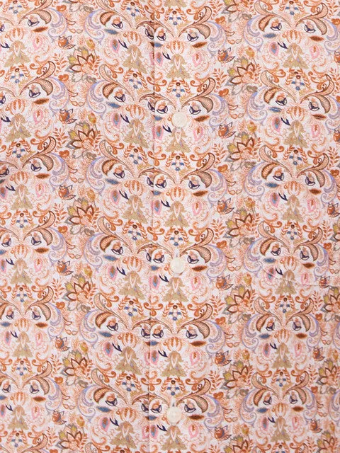 Raymond Men Orange Printed Regular Fit Cotton Blend Formal Shirts