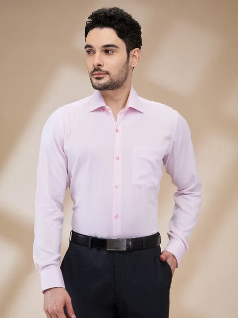 Raymond Men Pink Solid Contemporary Fit Cotton Wrinkle Free Formal Shirt