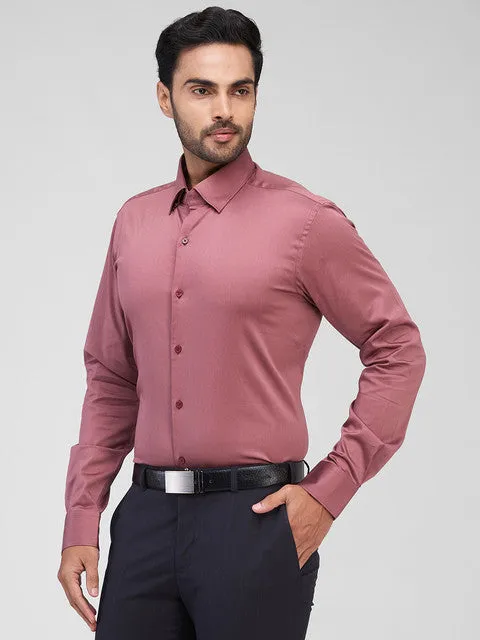 Raymond Men Pink Solid Regular Fit Cotton Blend Formal Shirts