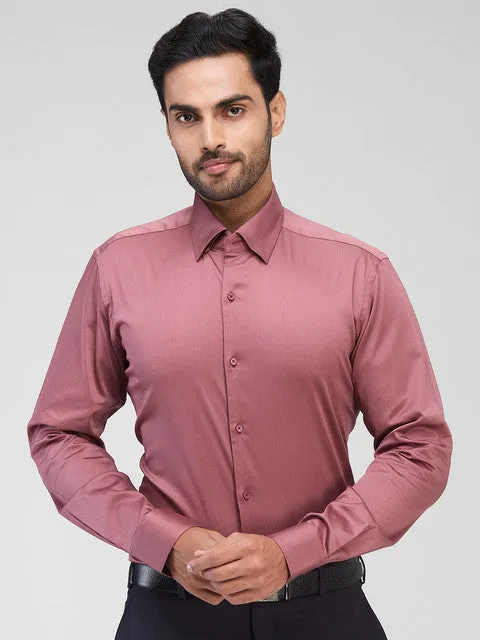 Raymond Men Pink Solid Regular Fit Cotton Blend Formal Shirts