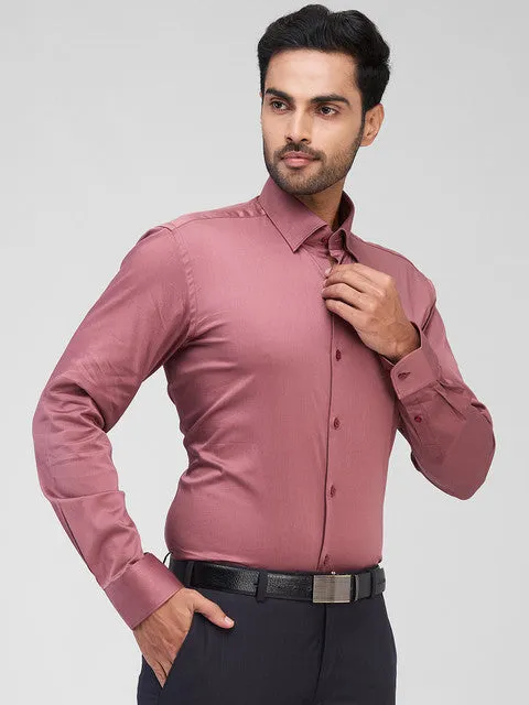 Raymond Men Pink Solid Regular Fit Cotton Blend Formal Shirts
