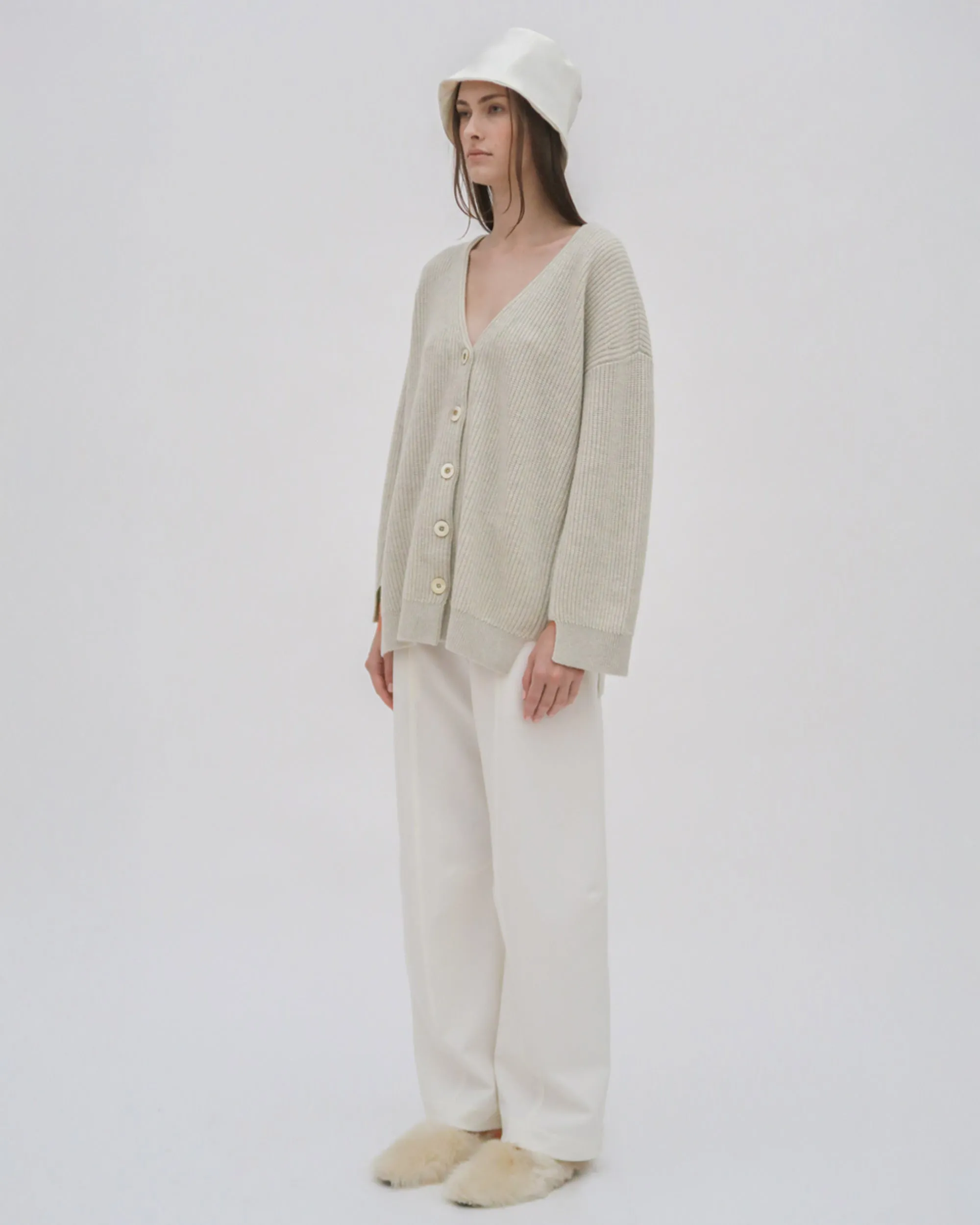 RIBBED PANELED CARDIGAN