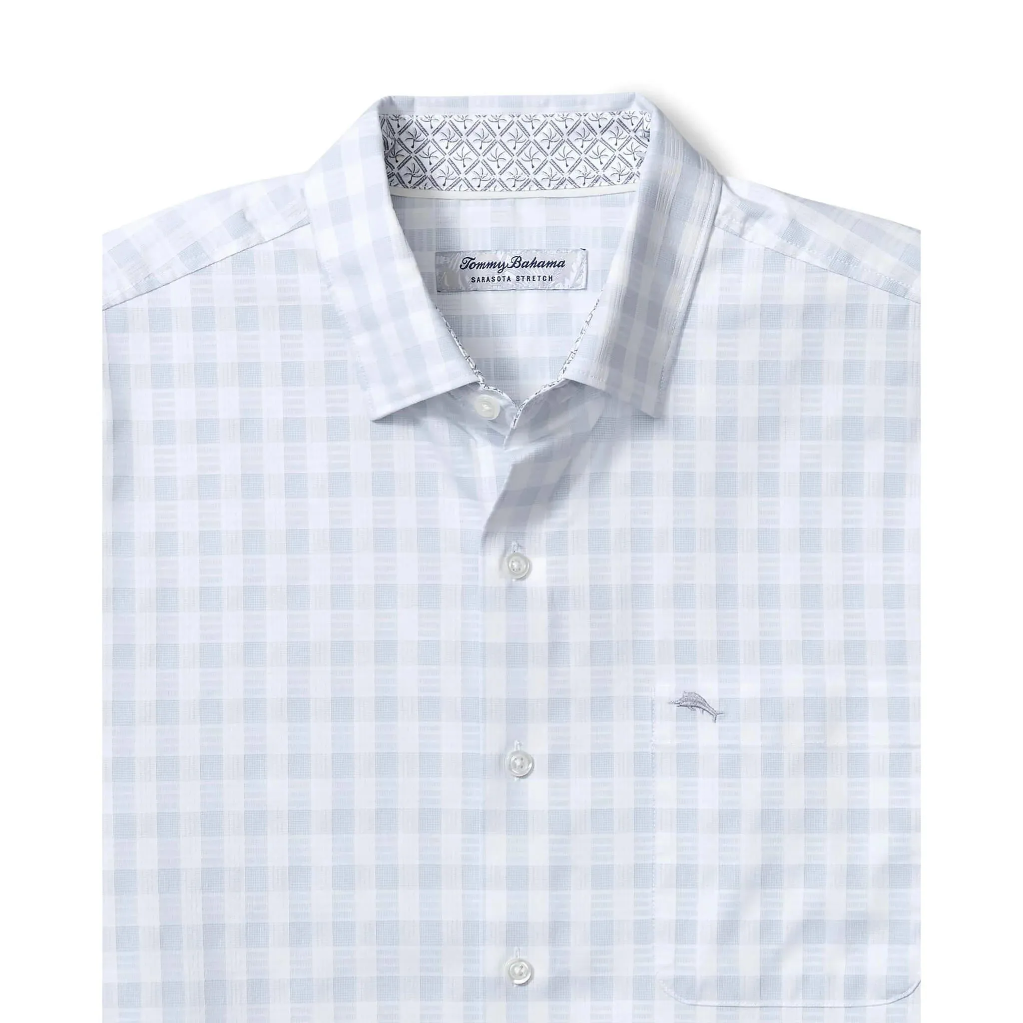 Sarasota Stretch Nuevo Check IslandZone® Shirt in Fog Grey by Tommy Bahama