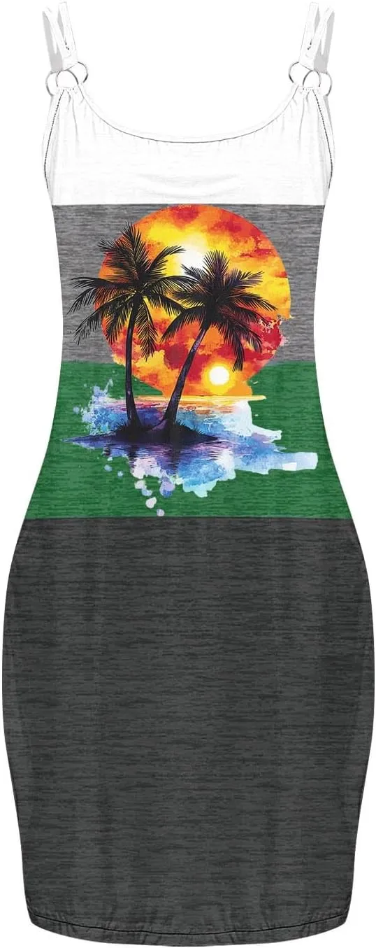 TARIENDY Women's Summer Dresses Casual Sleeveless Sundress Graphic Printed Mini Dress Beach Vacation Outfits with Pockets