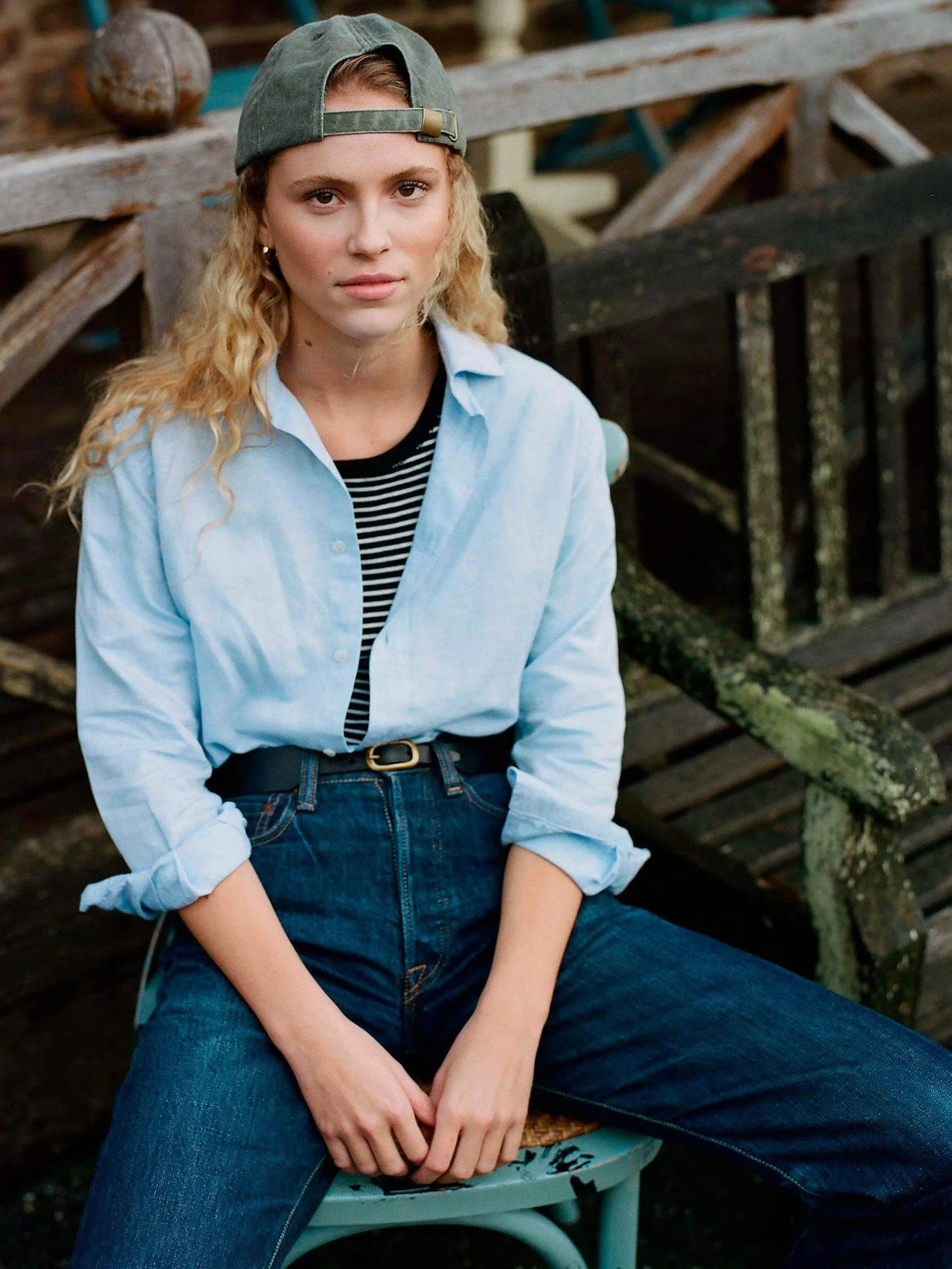 The Boyfriend: Celeste blue weave shirt