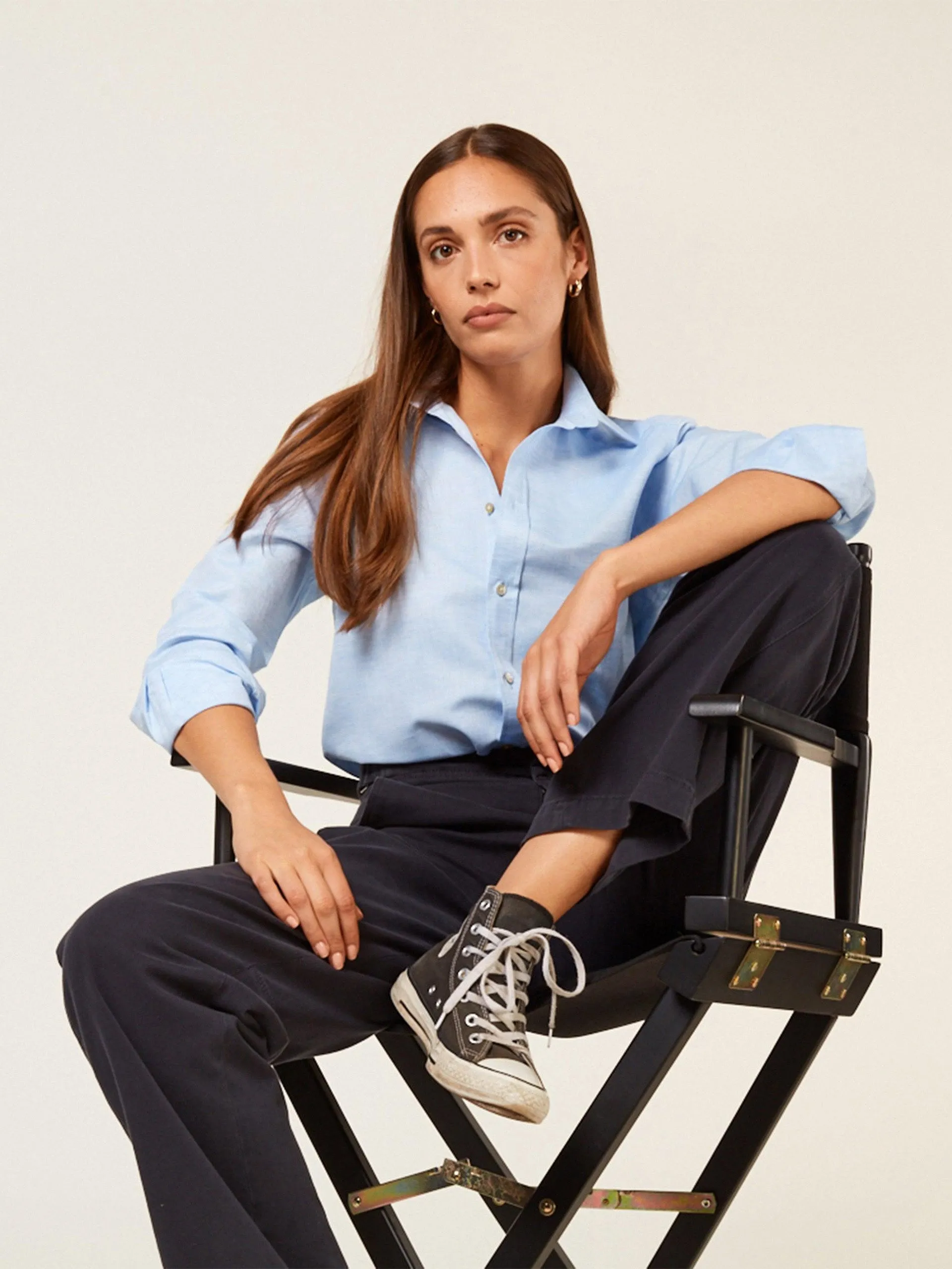 The Boyfriend: Celeste blue weave shirt