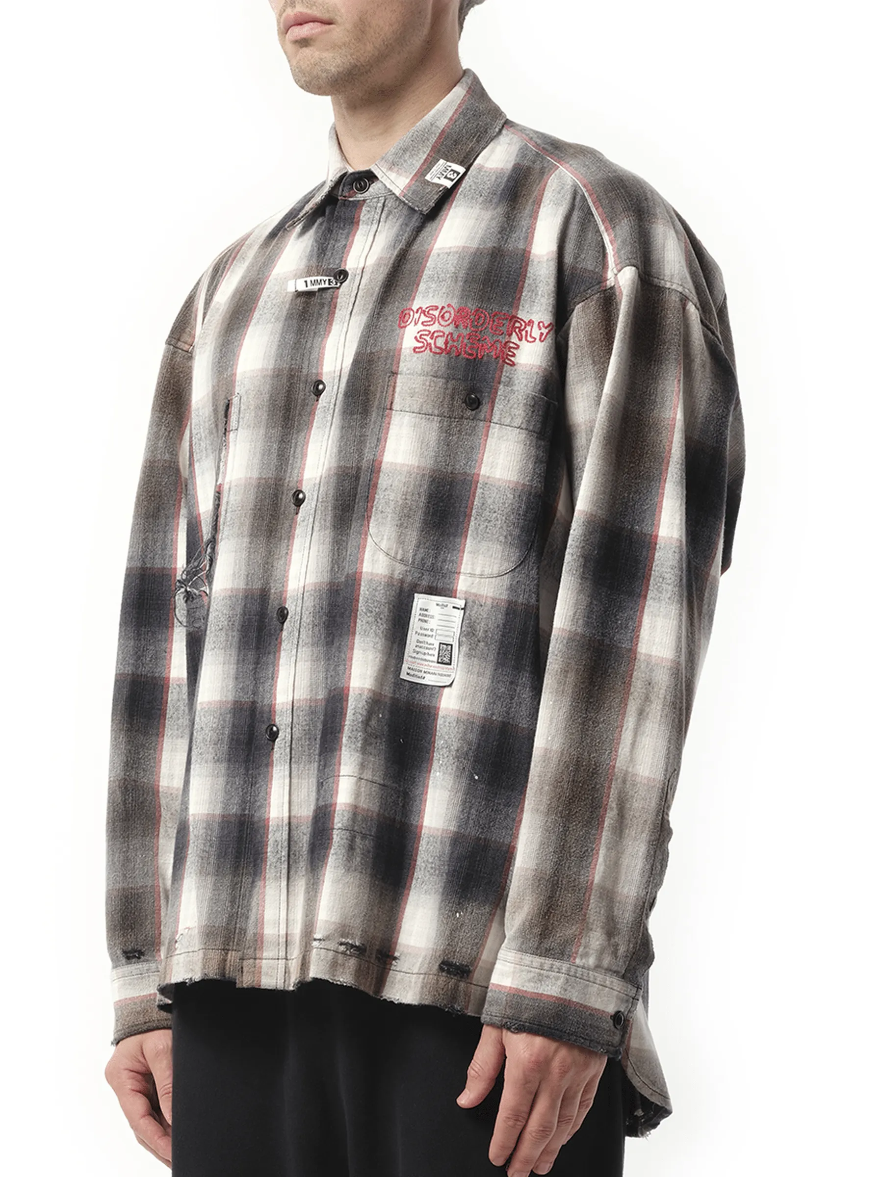 Vintage Like Check L/S Shirt in Gray