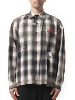 Vintage Like Check L/S Shirt in Gray