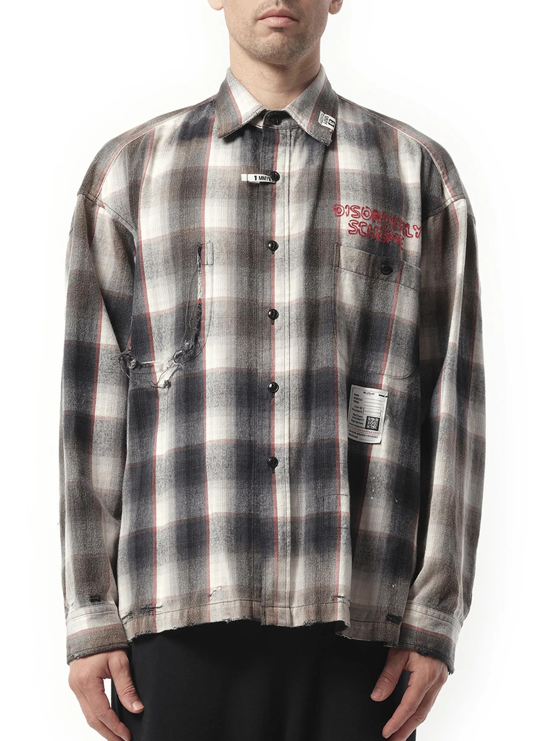 Vintage Like Check L/S Shirt in Gray