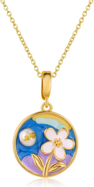 Vintage Necklace for Women 18K Gold Plated Enamel Pendant French Necklace Gift for Women