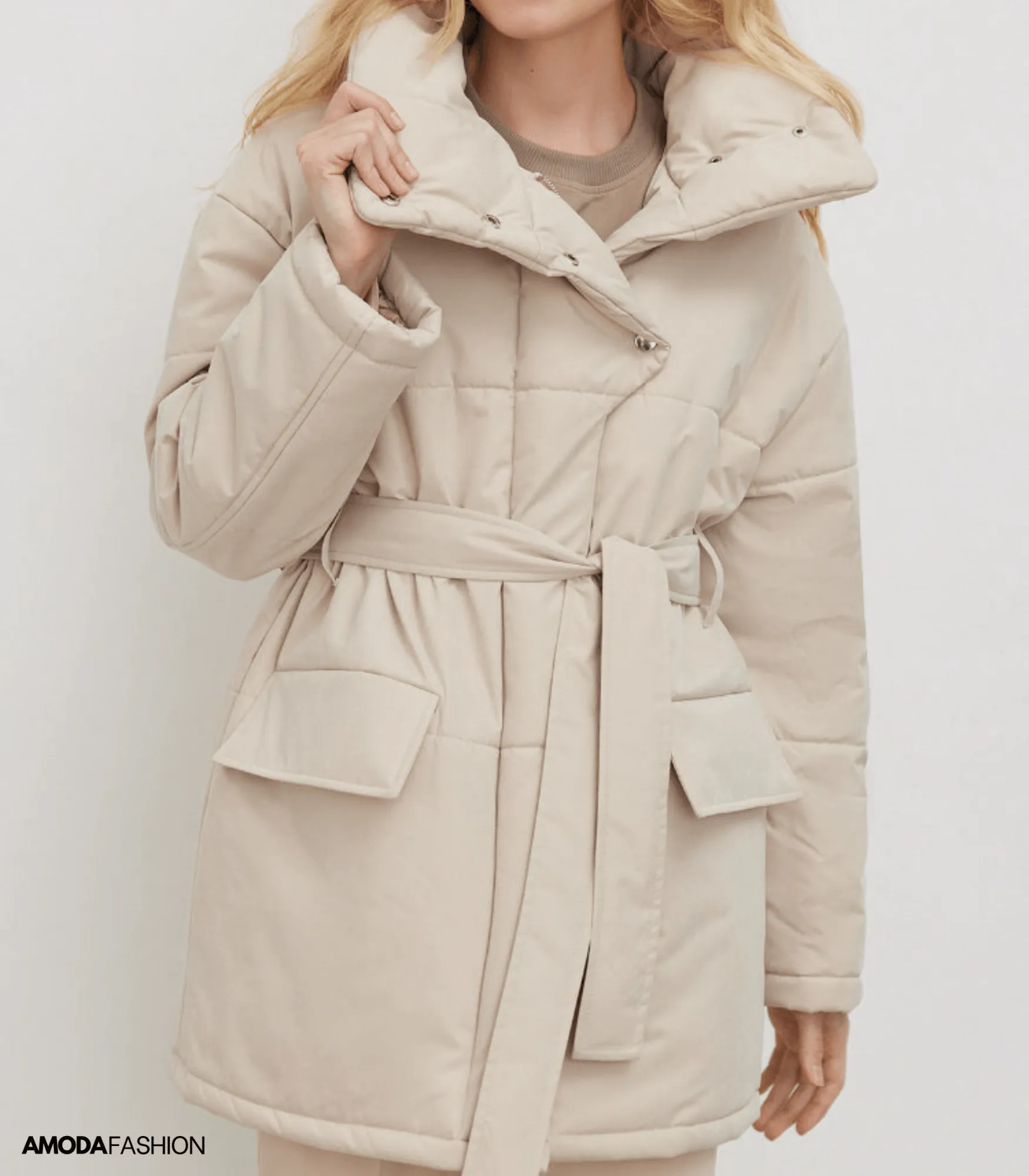 Vintage puffer kantoorjas met riem